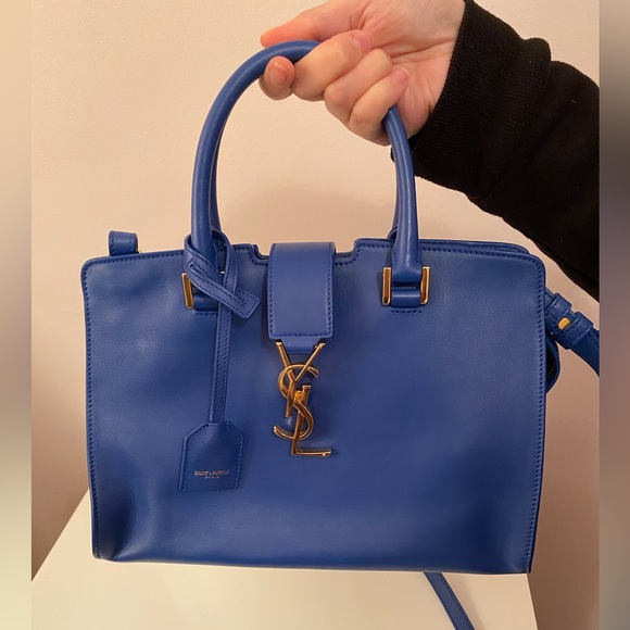 Saint Laurent Small Monogram Cabas Tote Blue - Picture 3 of 11